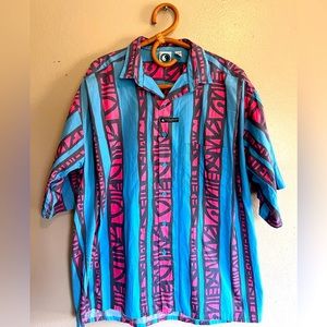 VINTAGE 1980/ 90s T&C SURF DESIGN HAWAII BUTTON DOWN POLYNESIAN TRIBAL SHIRT